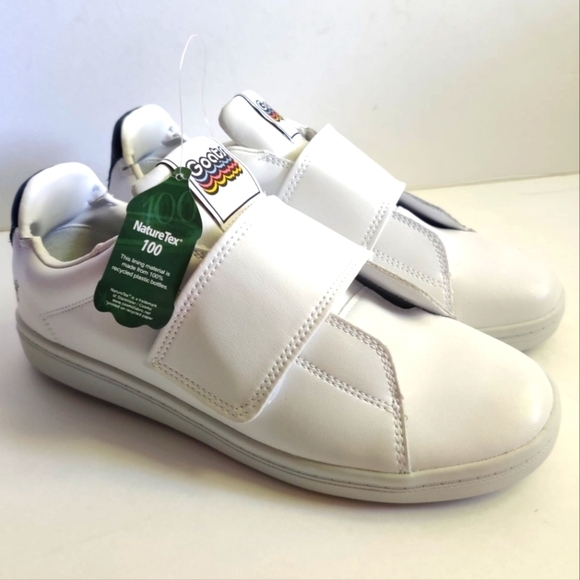 GOATS Slip On Sneakers Platform White Leather Hook Loop Chunky Women's 8.5 Retro - Picture 3 of 15